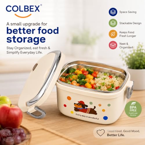 Image of Sinbyuer Stainless Steel Snack Containers, Grab and Go Snack Containers Reusable, 2 Compartment Food Storage Containers with Lids for Travel and Outdoor Camping (600ML)