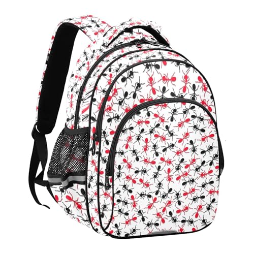 Black and Red Ants Pattern Backpack for Kids Elementary School Bag Boys Girls Bookbag Travel Backpack Daypack2