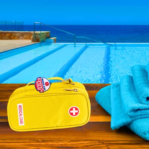 Epipen Carrying Medical Case - 2 Tier - Yellow Insulated Portable Bag With Zipper - For 2 Epipen's, Auvi-Q, Asthma Inhaler And Spacer, Small Ice Pack, Eye Drops, Allergy Medicine Essentials (Yellow) #TOP7