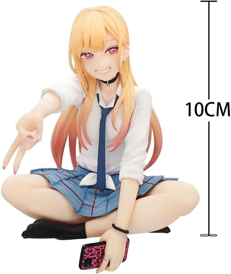 Image of Marin Kitagawa Sitting Pose Anime Figure - 15cm My Dress-Up Darling Blush Smile School Girl in Cross-Leg Sitting Action Figure for Desk, Shelf & Home Decor | Gift for Friends & Anime Fans