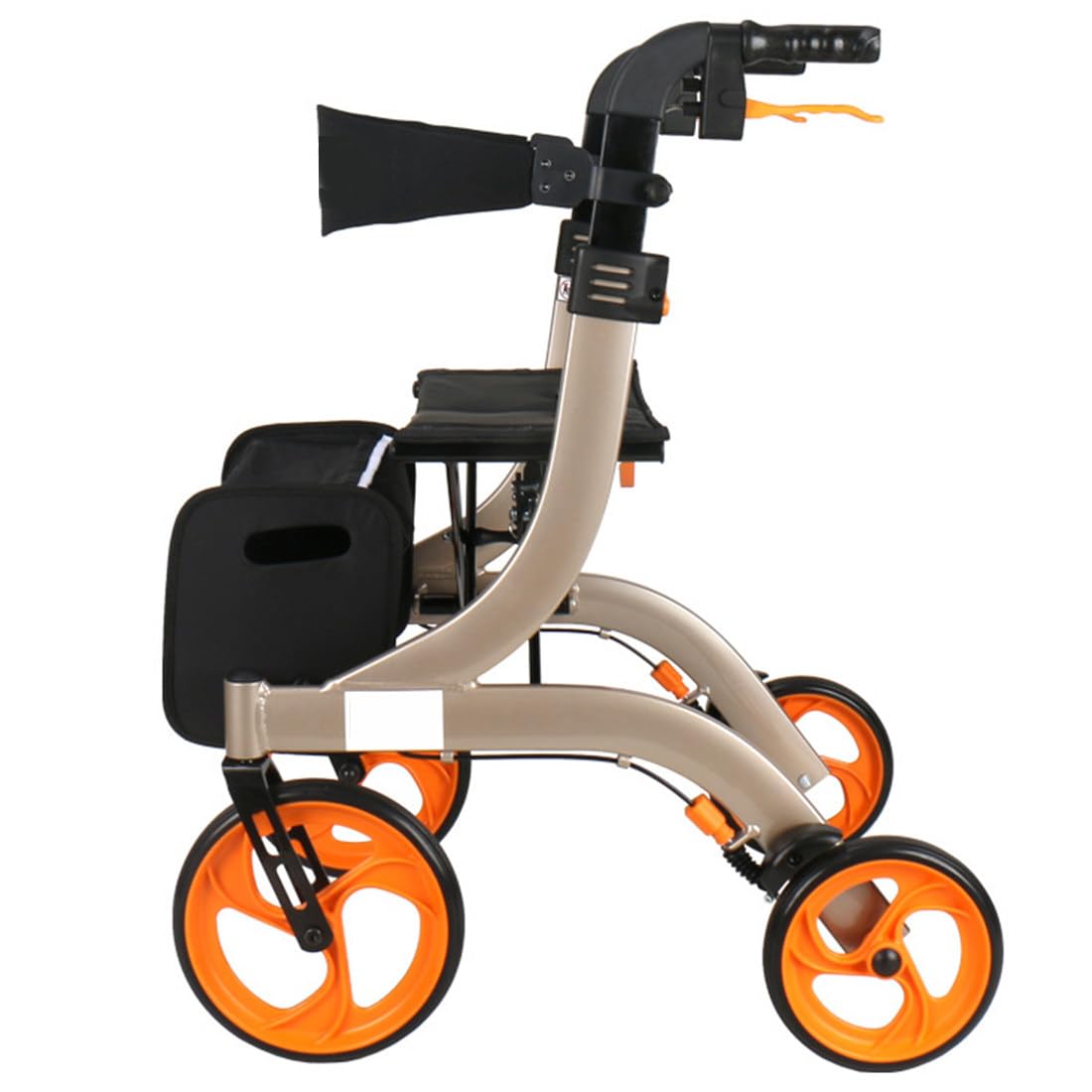 Rollator do chodzenia z siedziskiem, wózek inwalidzki 2 w 1, lekki składany fotel transportowy z dwoma hamulcami, odpowiedni dla seniorów