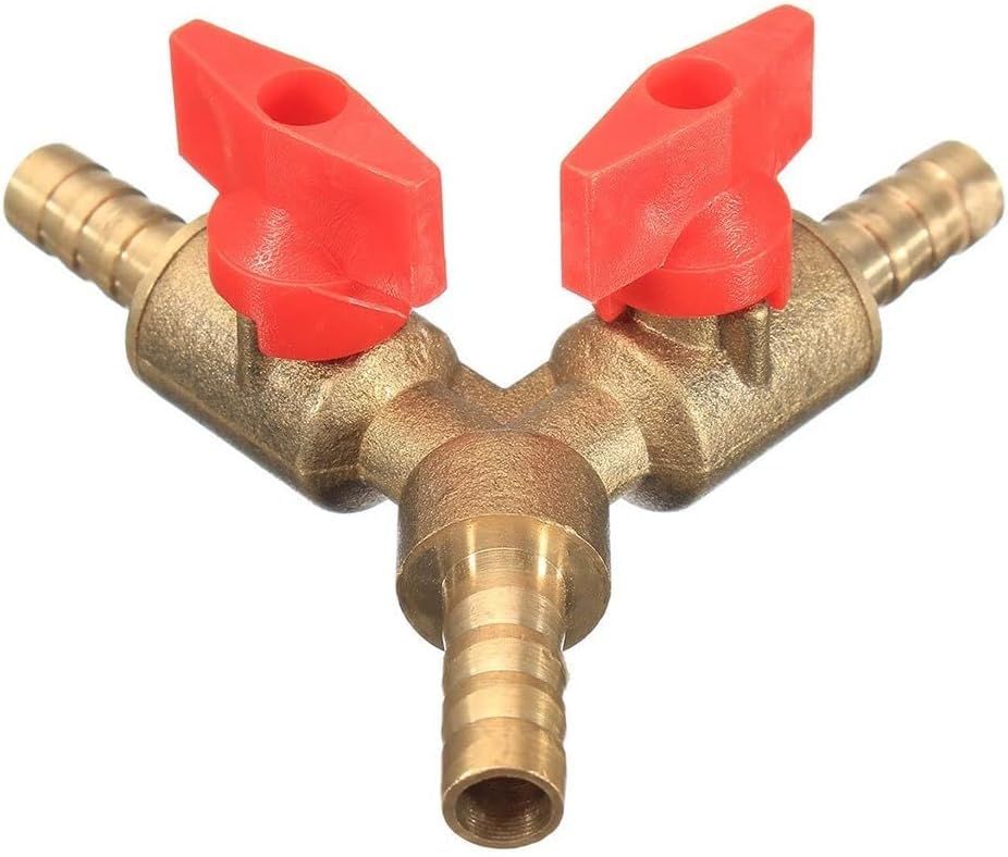 Válvula de control, Conector de manguera de 3 vías, 5/16"8 mm Latón Y Apagado Válvula de bola Accesorio Manguera Barb Combustible Gas Abrazadera Tee