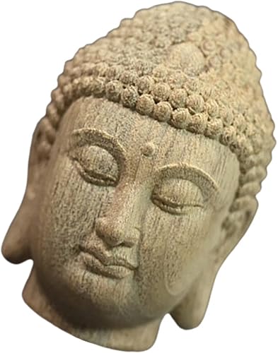 Estatua de madera de la cabeza de Buda meditadora, decoración de la habitación espiritual para el hogar, templo, jardín zen