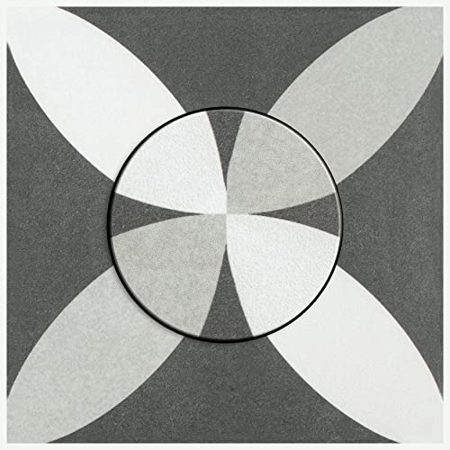 Somertile Twenties Petal Encaustic 7-3/4" X 7-3/4" Ceramic Floor And Wall Tile #TOP6