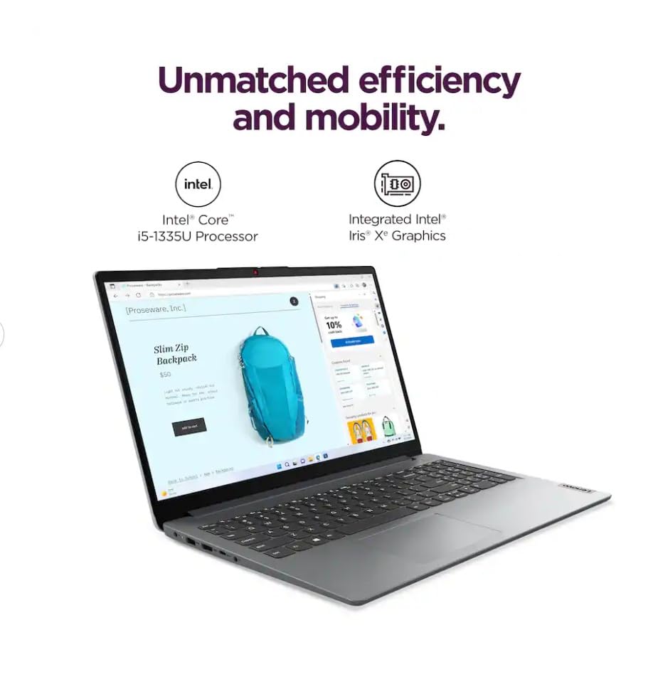 Image of Lenovo 2026 IdeaPad 1i 15.6 inch FHD Laptop,Intel Core i5-1335U, 16GB RAM, 512GB SSD,Intel Iris Xe Graphics,with Lifetime Office Wi-Fi 6,Long Battery Win 11 Pro, Cloud Grey,