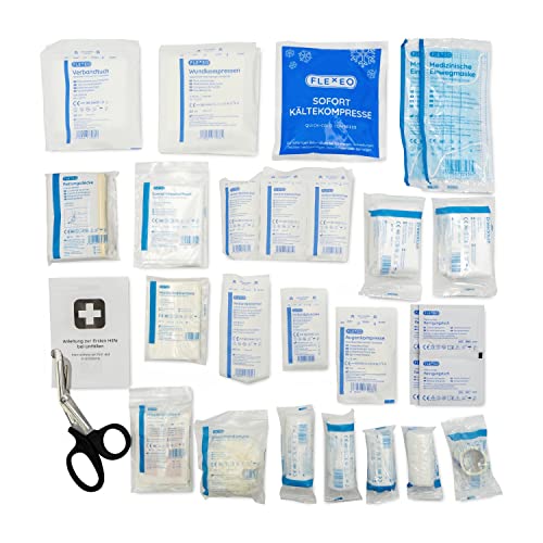 NEUE DIN 13157:2021 Erste-Hilfe-Koffer Nachfüllset, Füllung für Verbandskasten, Verbandkastenfüllung bestehend aus 66 Teilen, beinhaltet Erste-Hilfe-Anleitung Cover