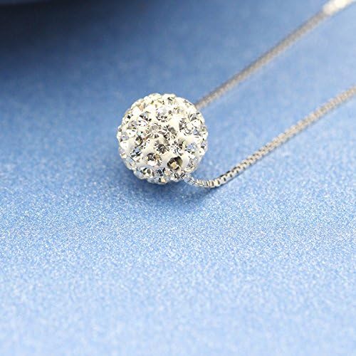 CIShop S925 Sterling Silver Chain Full Diamond Crystal Ball Sparkle Colla Pendant Necklace for Women - Image 4