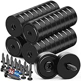 LOVIMAG Neodymium Magnet, Strong Rare Earth Magnets 20 Pounds, 36 Black Countersunk Magnets with Screw for Kitchen, Tool Room, Science, Crafts, Industrial, 0.6 x 0.2 Inch