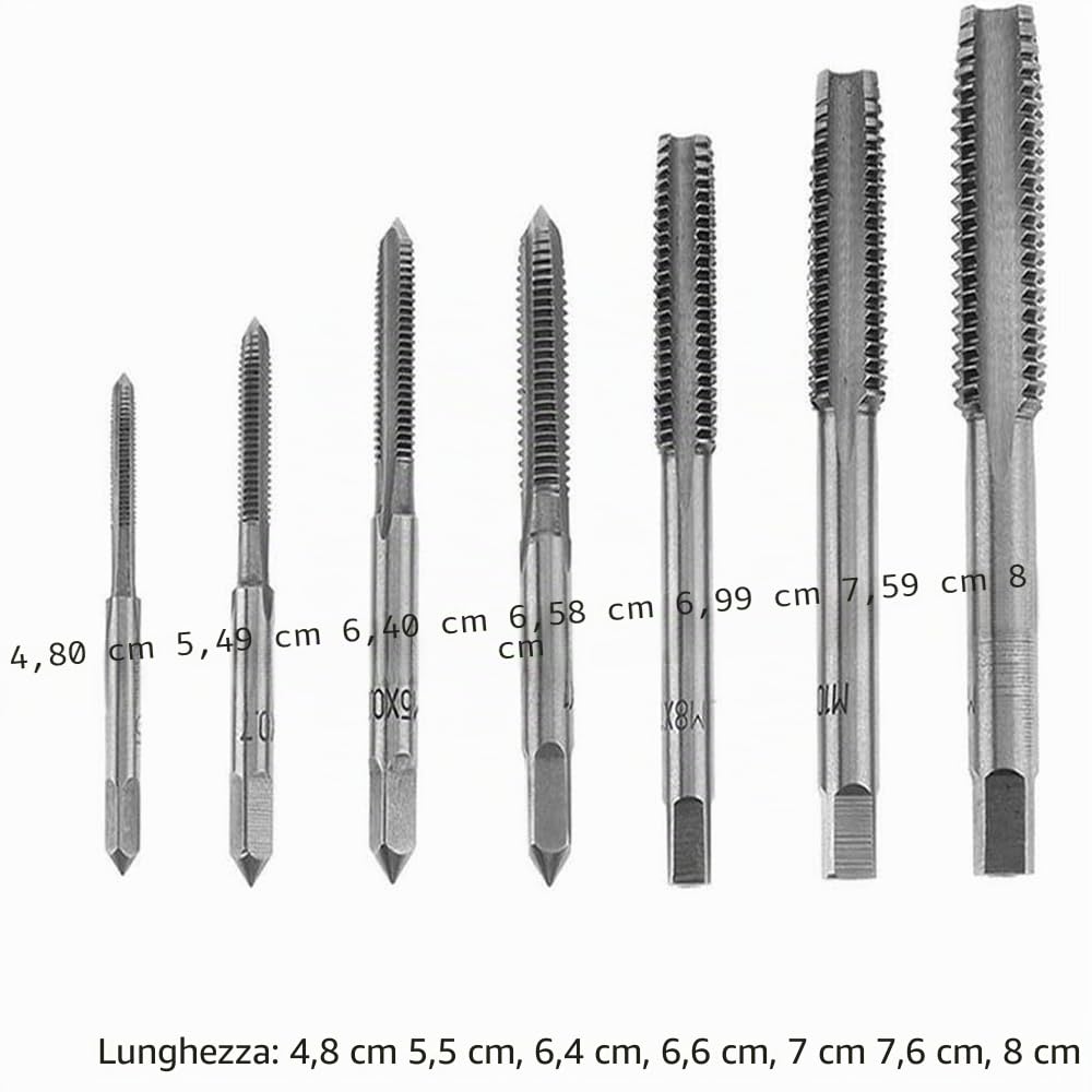 Set di 7 filettature M3 M4 M5 M6 M8 M10 M12 (filettatura metrica, punto di nitrurazione, macchina di rivestimento, vite filettata, strumento di filettatura