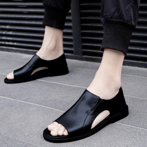 MILDSEVEN Men's Black Handmade Fashion Sport Sandals, Open Toe Casual Summer Fisherman's Shoes, Slip on Soft Beach Shoes3