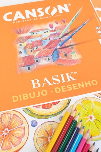 Miniatura 3 de Canson Dibujo Basik, Papel De Dibujo Blanco, Grano Fino, 130gsm, Espiralados Sobre El Lado Corto, 23x32,5cm, Blanco Natural, 20 Hojas
