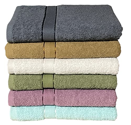 Petal Cliff 100% Cotton Large Bath Towels Set of 6-27 x 54 inch - 482 GSM, Soft & Highly Absorbent - Ideal for Daily Use for Home, Hotel & Spa – Multi Colors.