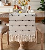 RUGEDGE ™ - Boho Dining Table Runner – Woven Cotton with Tassels – 6 Seater Setup – 14x72 Inch Elegant Table Accent