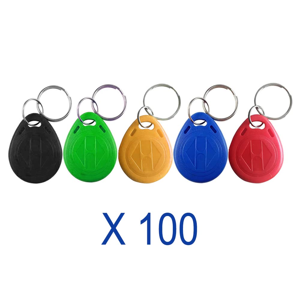 HERNAS 100pcs 125KHz RFID Key Fob Tarjeta de Control de Acceso ABS EM4100 Llavero ISO14443A Solo Lectura