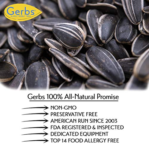 Gerbs Unsalted Roasted Whole Sunflower Seed In Shell 2 Lbs., Top 14 Allergy Free Foods, Healthy Superfood Snack, Non Gmo, Dry Roast, No Oils, No Preservatives, Resealable Bag, Gluten Free, Peanut Free, Vegan, Keto, Kosher #TOP7