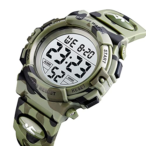 Jianxiang Relógio digital esportivo infantil multifuncional com cronógrafo de LED 50 m, à prova d'á