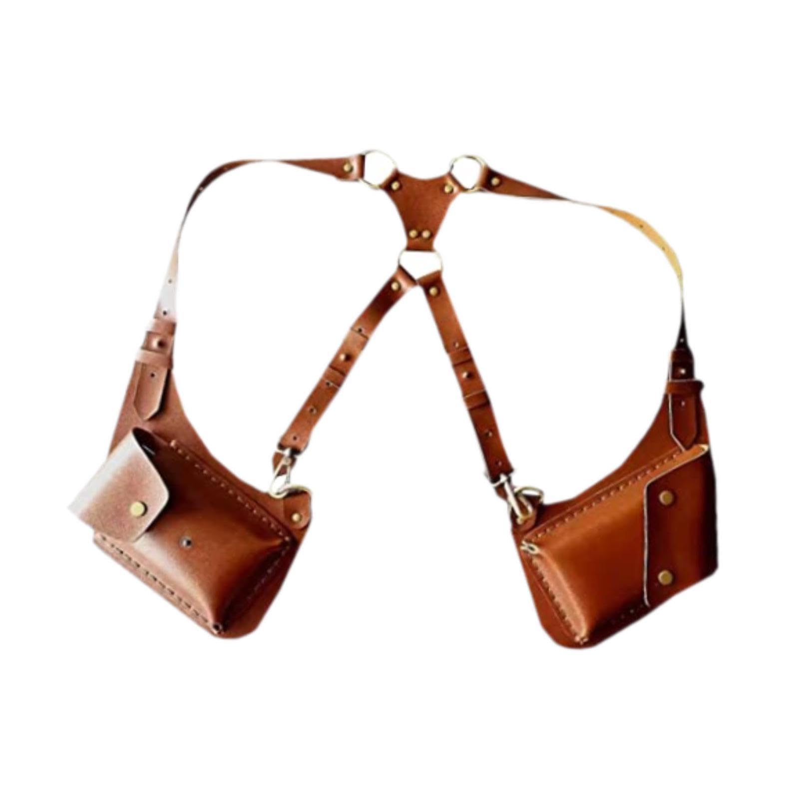 Underarm Shoulder Bag Trendy Double Shoulder Pouch for Travel Outdoor Party Brown-image-4