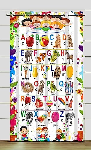 VJK FAB Curtains for School/Kids Room English Learning Design Parde 4x7 feet Set of 1, Door Size Curtain