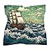 Geometric Waves 100% Silk Bandanas 4 Pcs, Sailing Small Square Scarfs 25