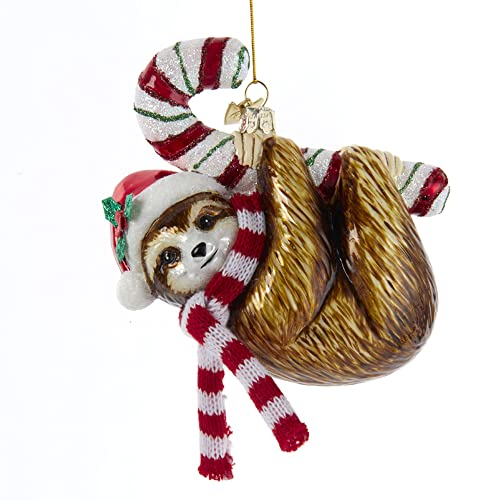 Noble Gems™ Glass Sloth with Candy Cane Ornament