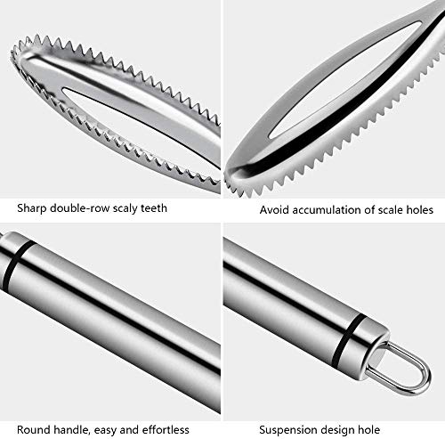 GZLCEU 3 of Set Fish Scale Remover and Fish Tweezers(Slanted/Flat),Stainless Steel Fish Descaler Tools, Fast Cleaner Scraper Tool Kitchen - Image 3