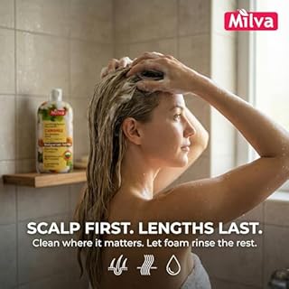 Milva Shampoo Schiarente alla Camomilla, 200 ml – per Capelli Biondi, Chiari e Opachi – Dona Luminosità e Brillantezza – con Estratto di Mela e Magnesio – Lenisce il Cuoio Capelluto Sensibile