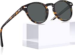 CARFIA Round Acetate Polarized Sunglasses for Women Small Face UV