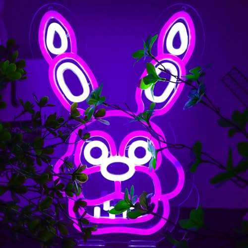 Fnaf Bonnie Neon Sign for Wall Decor，Five Nights LED Neon Lights for Gameroom，Birthday、Christmas Gifts for kids