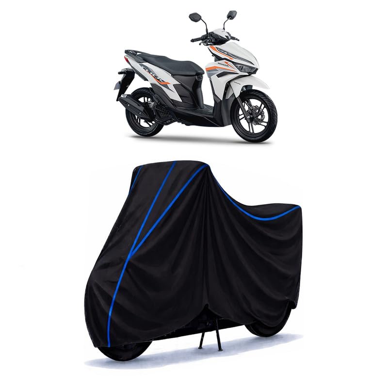 Image of Scooty Cover Water Resistant for Cliqq V3 | Universal Scooter & Bike Cover | Heavy Duty UV Dust, Rain & Scratch Protection | Elastic Fit All Weather Indoor Outdoor | Black with Blue Piping