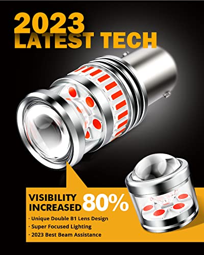 Auxbeam 2023 B1 Series Red Bulbs 1157+2023 B21 Series Switchback Bulbs 7443 #TOP1