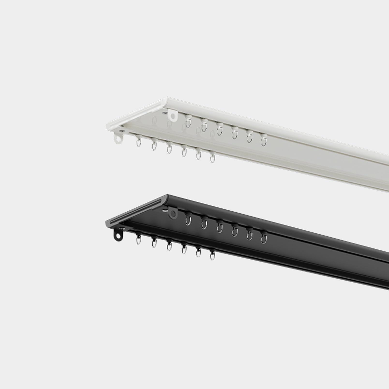 WQPMNYG Ultra Thin 240cm Double Curtain Rod - Aluminum Ceiling Drapery Track for Living Room Balcony Room Divider | Modern White Home Décor Solution