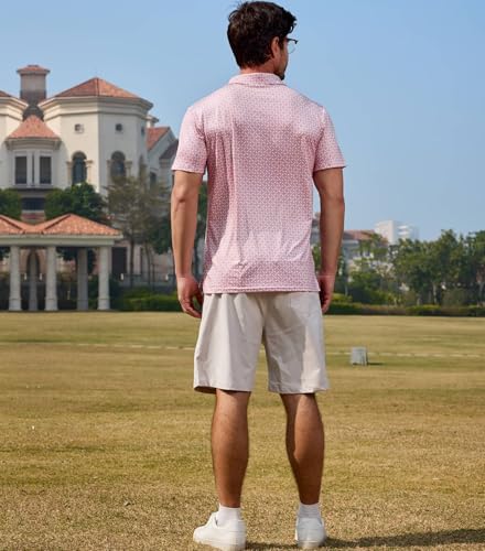 Lexiart Mens Golf Shirt Short Sleeve Dry Fit Print Moisture Wicking Performance Patterns Collared Polo Shirt with Pocket3