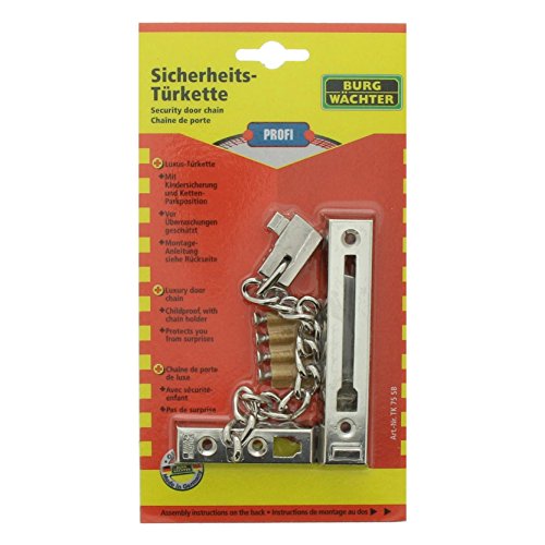 Burg Wächter Sicherheits-Türkette mit Kindersicherung, 15 cm Länge, TK 75 SB, Vernickelt, Kettenlänge: 15 cm