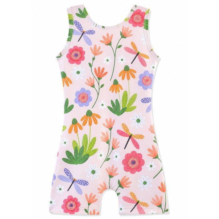 HOZIY Gymnastics Leotards for Girls with Shorts Toddlers Biketards Rainbow Unicorn Dinosaur Mermaid Leopard Flower Galaxy