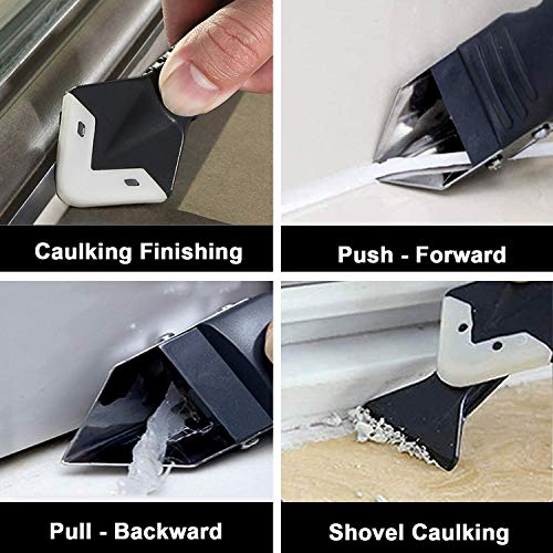 Image of Silicone Caulking Tool Kit 9pcs - Caulk Remover & Scraper | 5-in-1 Sealant Tool for Bathroom, Kitchen, Sink, Window & Tile Joints | Grout Remover (Multicolor, Reguler, Solid, Caulking Tool)
