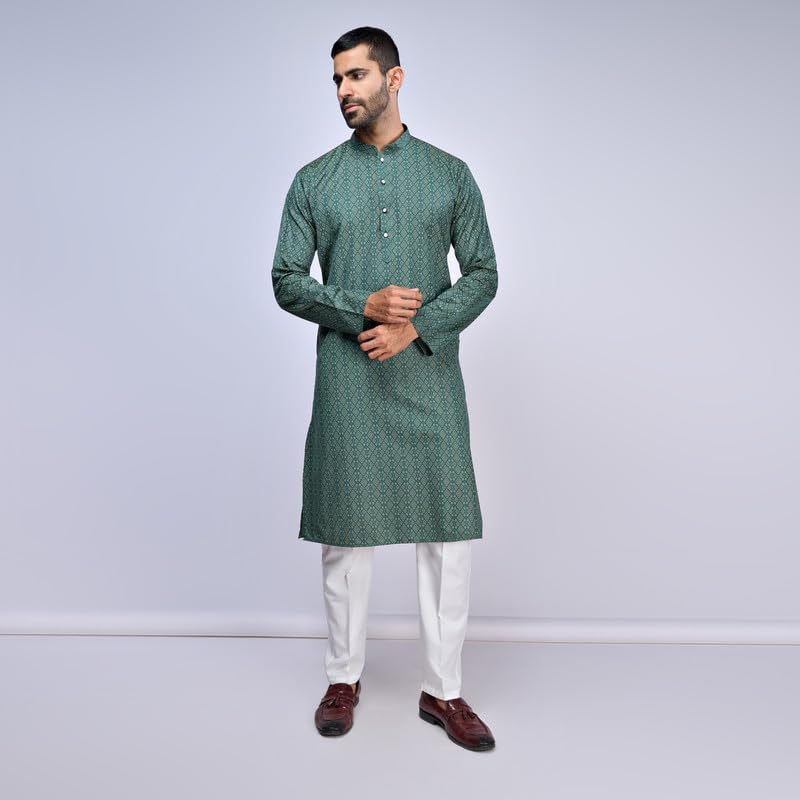 Image of BELLAZO Men's Premium Cotton Printed Regular Kurta | Stylish Kurta for Weddings /Festivals