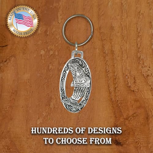 Image of Creative Pewter Designs Native Salmon Keychain F057KC, Native Salmon Keychain, Pewter Keychain