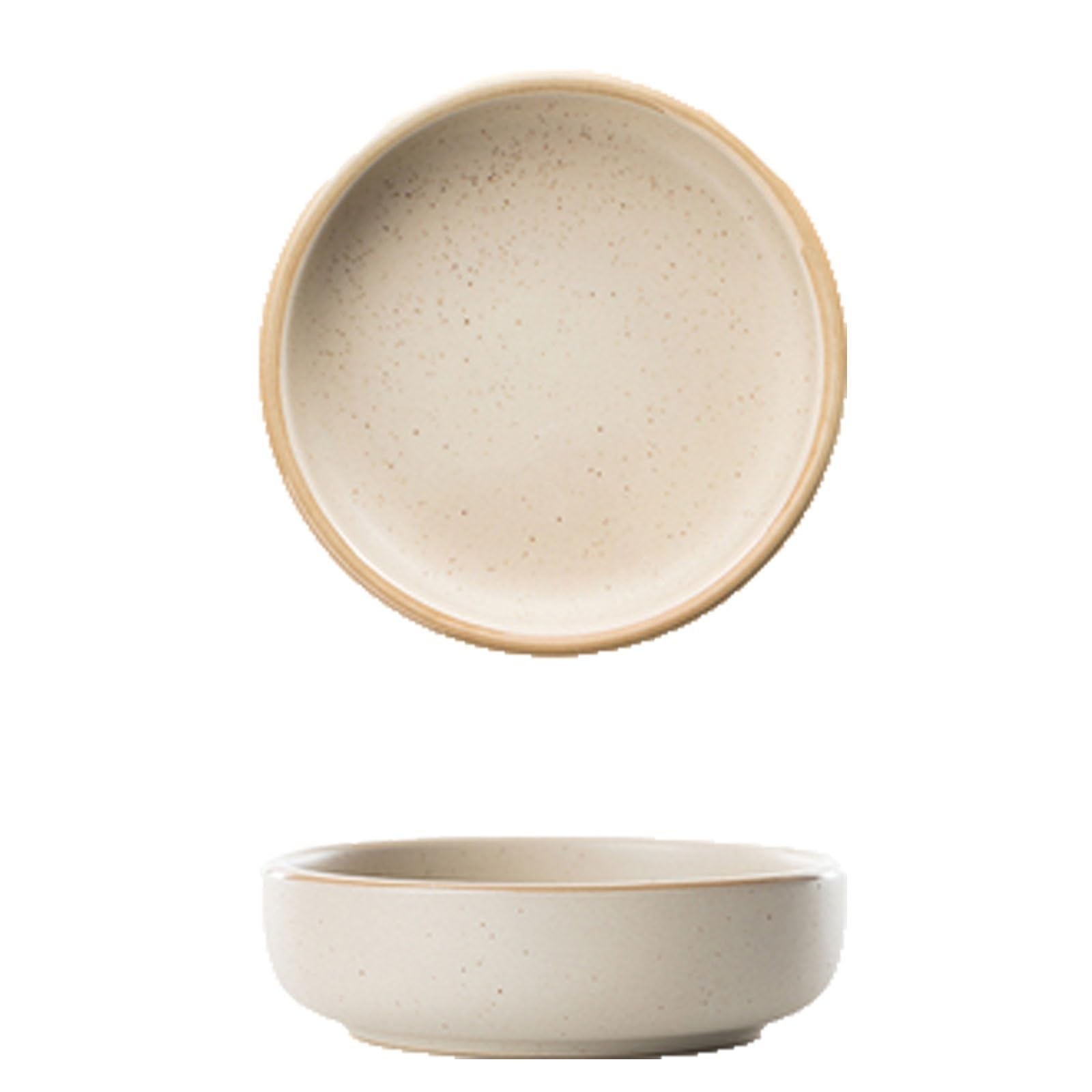 ZTCHSENZT Snack Plate Snack Containers Dip Bowl Set Ceramic Condiments Snack Serving Plate Round Suitable for Salad Spices Spice Snacks and Appetizers 5pc Dessert Plates Snack Tray,A