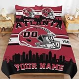 Midkepf Custom Atlanta Comforter Cover Set Personalized Name and Number Bedding Set Custom 3 Piece Full Size Bedding Set for Men Husband Boyfriend Teenage Boys