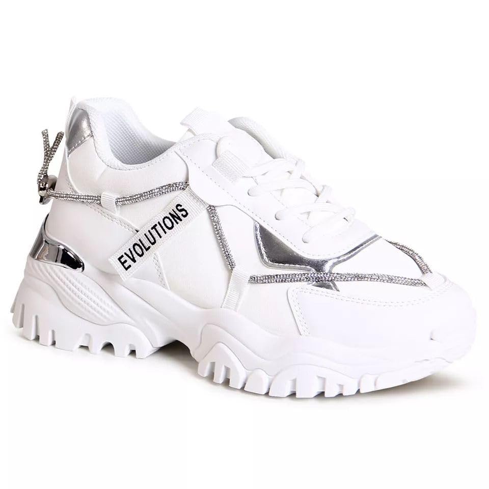 KOLLACHELadies Platform Sneaker Comfortable Breathable Walking Fashion Shoes Womens Glitter Wedge Chunky Trainers UK Size 3-8