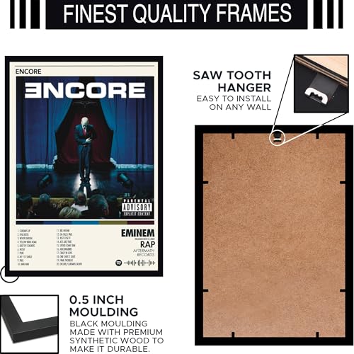 Image of BLINKART Eminem - Encore Wall Photo Frames | Wall Art for Bedroom, Living Room, Studio or Office | Album Cover Print with Spotify Song Link QR Code | Gift for Fans - 8x12 In