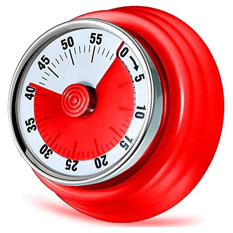 Kitchen Timer, Kitchen Countdown Cooking Timer Reminder No Battery Required Magnetic Time Management Timer (Mechanical-Red) Cover