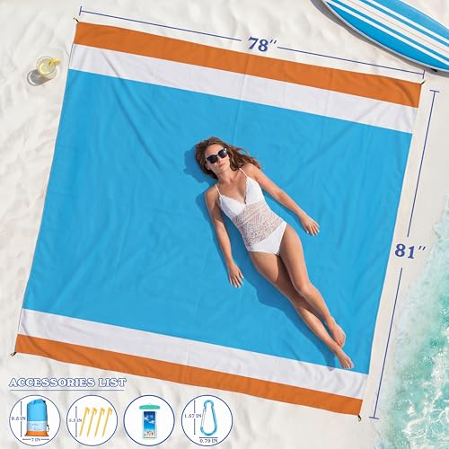 Beach Blanket Waterproof Sandproof 78''X81''/10'X9' Oversized Big Blanket - image 2