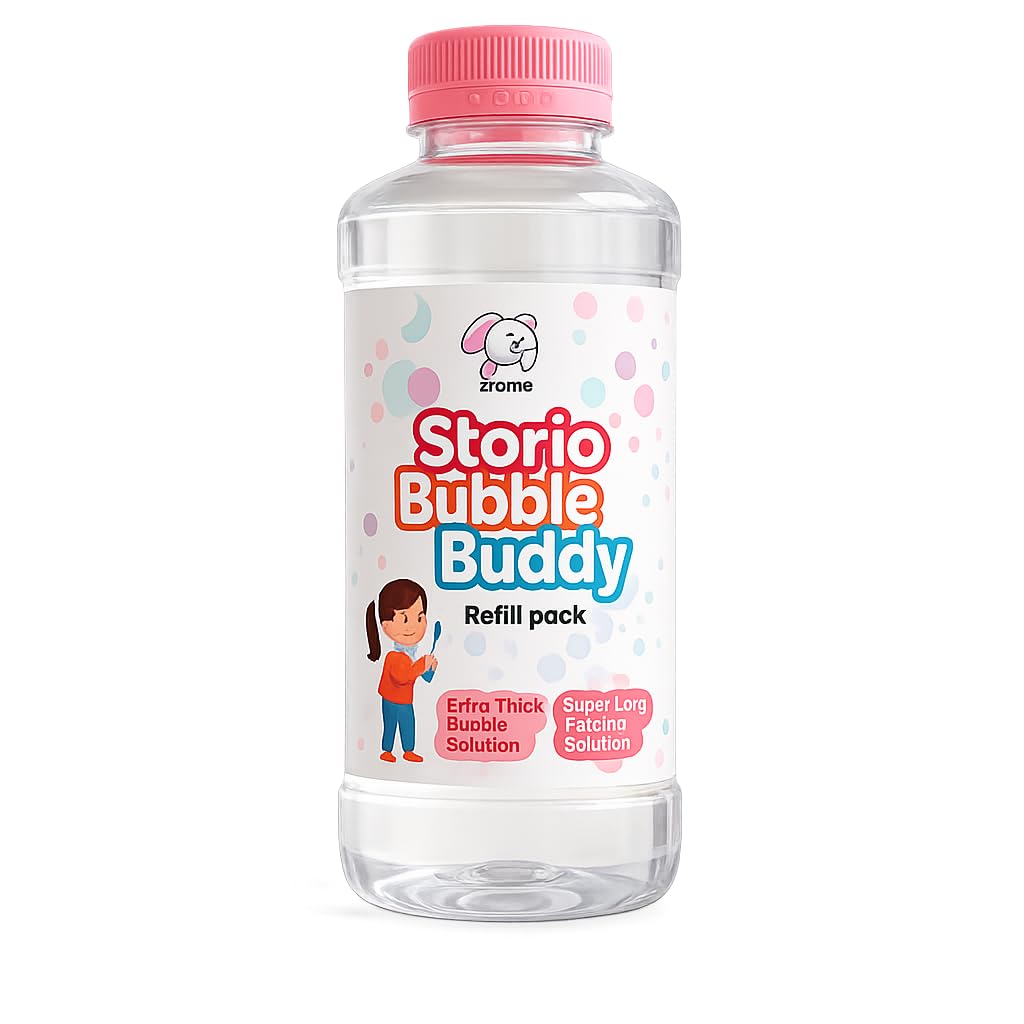 Storio Bubble Liquid Solution Bottle 750ml | Colorful Bubble Refill for Bubble Guns, Camera & Machine Toys | Safe & BIS Approved Bubble Water for Kids 3+ Years-image-2