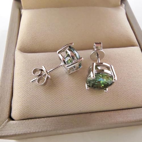 Green Stud Earrings for Women 2.0ct Moissnaite S925 Silver Jewelry Gift with Gift Box4