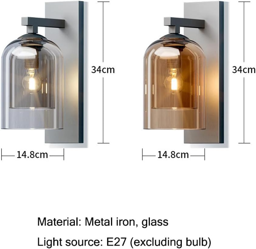 Mid Century Wall Sconce Smoked Glass Amber Indoor Modern Farmhouse Barn Light Wall Sconce Black Rustic Industrial Wall Mount Vintage Kitchen Wall Lamp Over Sink Bedroom Hallway Living Room