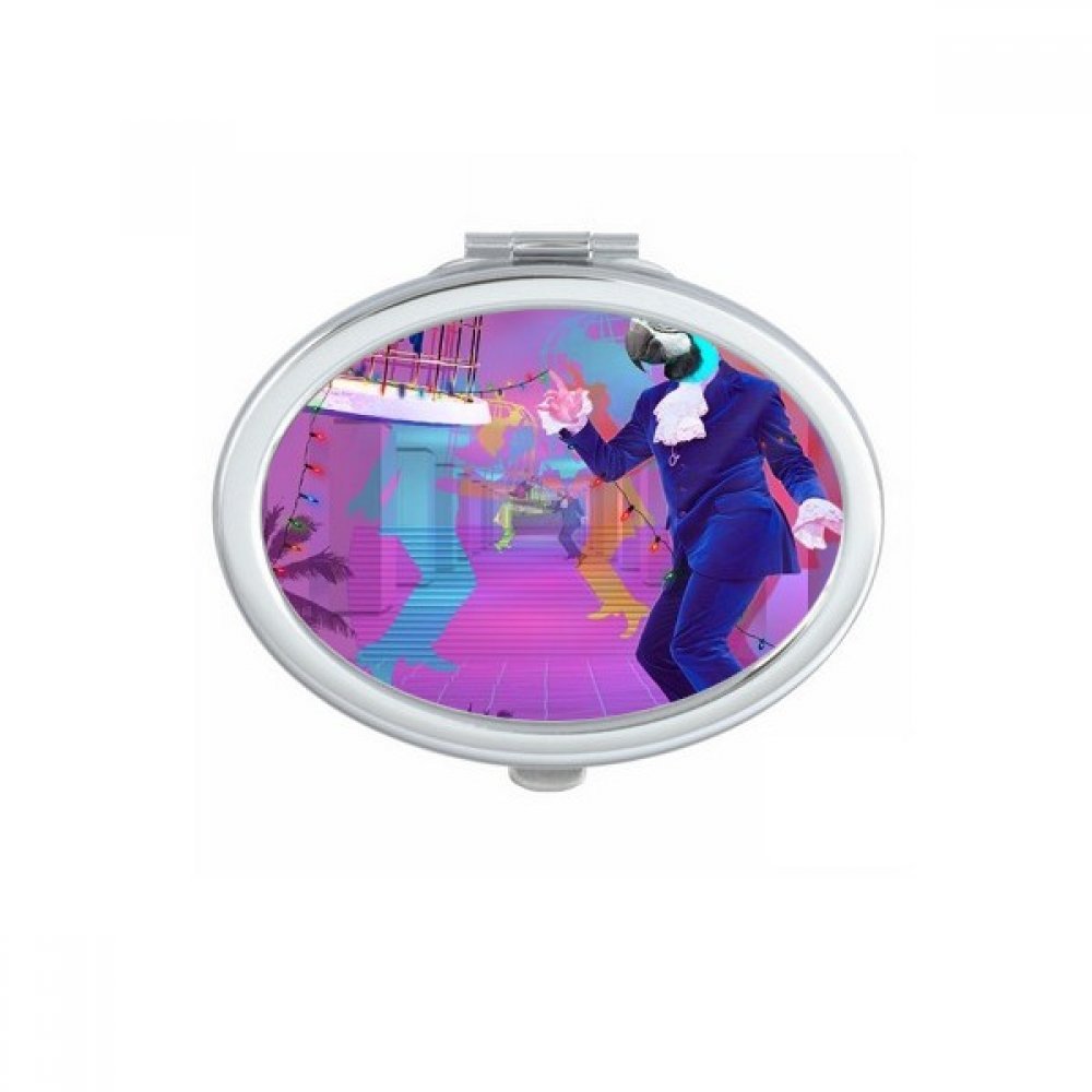 Miroir ovale de maquillage compact portable et mignon avec design danse DJ