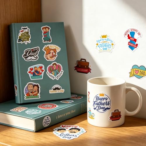 LAOREI 150Pcs Funny Dad Stickers, Waterproof & Durable Fathers Day Stickers and Decals for Laptops, Phones, Luggage, Gifts for Women & Men, Party Favors — view 2