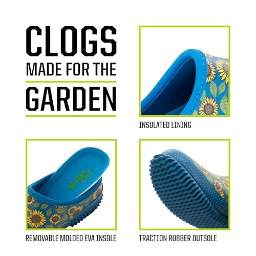 Image of Western Chief Women's Neoprene Waterproof Insulated Rubber Garden Clogs | Ladies footwear with warm lining, removable EVA comfort insole, and easy rinse self-cleaning outsole for wet weather chores