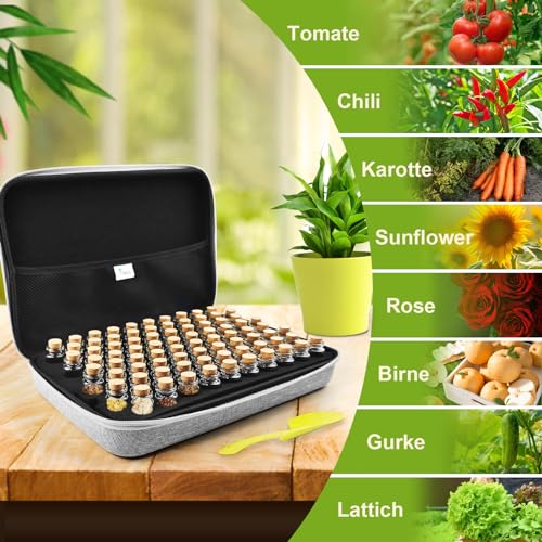 【80 Slots】Saatgut Aufbewahrungsbox, Lagerung von Saatgut, Saatgut Aufbewahrung mit Etiketten Aufklebern und Trichter, Samen Organizer, Seed Storage für Gemüsesamen,Blumensamen (Samen nicht Enthalten)